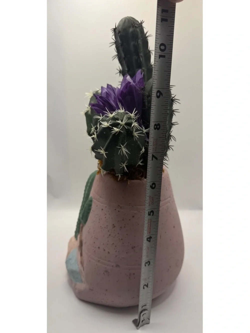 1980s Southwestern-style ceramic cactus planter artificial arrangement
